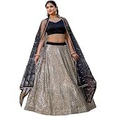 TRENDMALLS Women's Georgette Sequence Work Lehenga Choli Set Dupatta Ready To Wear