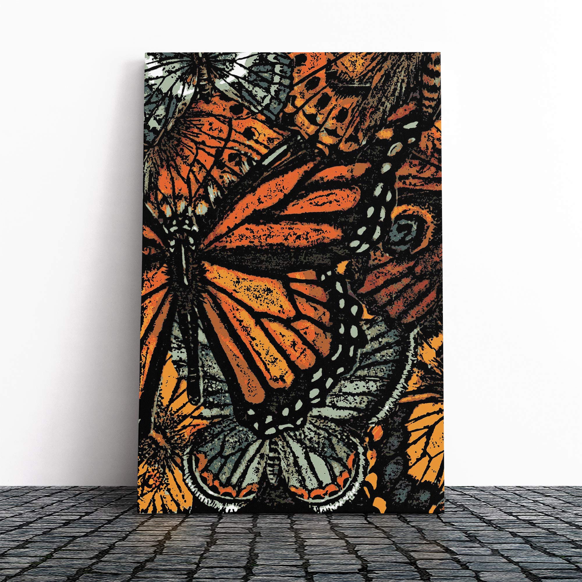 Wall Butterfly Art Canvas Print | Gallery Wrapped 30mm Frame Wall Art | 20x14 inches | Ready to Hang | Contemporary Animals Picture | Living Room Bedroom Lounge Office