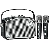 120W Peak Powerful Voice Amplifier with 2 UHF Microphones, Bluetooth Speakers with Bass/Trable/Echo Adjustment, Small PA Speaker System, Karaoke Machine for Adults, Teachers, Public Speaking, Events