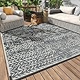 MontVoo Outdoor Rug 8x10 Waterproof-Patio Rug Mat Outdoor Carpet Reversible RV Camping Picnic Plastic Straw Rug Outside Outdo
