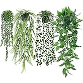 Der Rose 4Pcs Fake Plants Hanging Artificial Ivy Vines Faux Hanging Plants for Boho Home Bathroom Bedroom Living Room Wall Sh