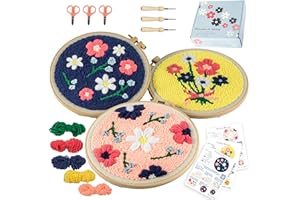 Sterlyng Ash Punch Needle Kit - Beginner Adults Embroidery Kit with Punch Needle Tool, Embroidery Hoop, Patterns, Yarn & Instructions