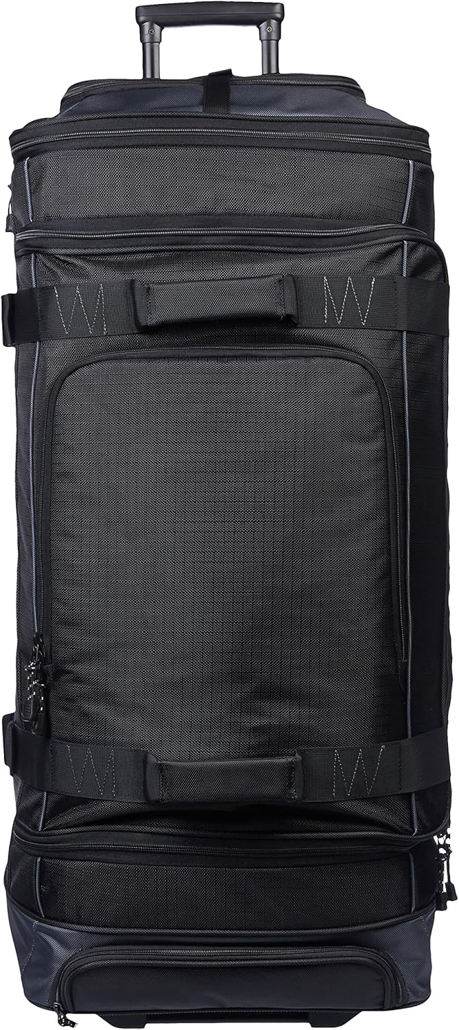  | Basics Ripstop Rolling Travel Luggage Duffle Bag With Wheels - 37.5 Inch, Black | Travel Duffels