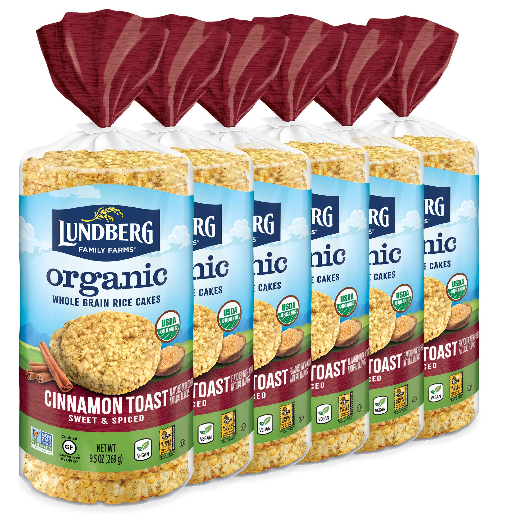 Buy Lundberg Organic Brown Rice Cakes, Cinnamon Toast, 9.5 oz (Pack of