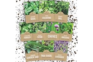 SWEET YARDS Organic Herb Seeds Variety Pack - 10 Individual Packs - 2026 Season - Basil, Cilantro, Dill, Thyme, Parsley and More! for Indoor & Outdoor Planting (Non-GMO, Certified Organic)