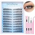 TNFVLONEINS Wispy Lash Extension Kit Left&Right Eyelash Extension Kit Natural Lash Clusters Kit 180Pcs Cluster Eyelash Extensions Kit C Curl Individual Lashes with Bond and Seal and Tweezers