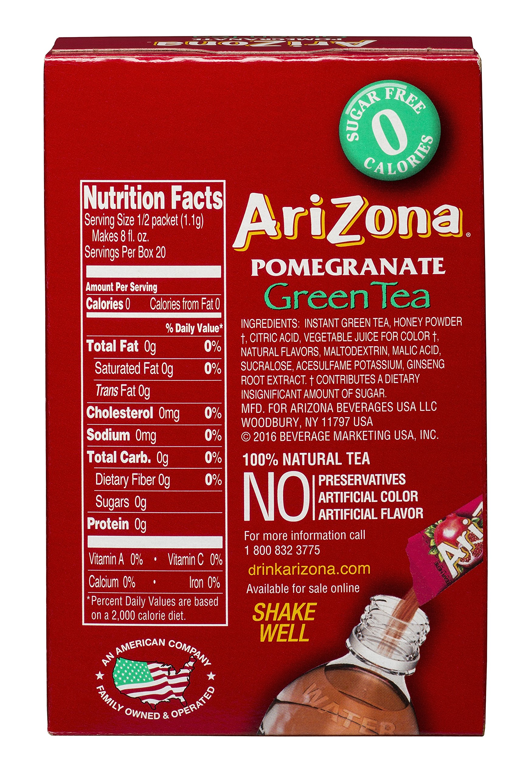 AriZona Pomegranate Green Tea Iced Tea Stix Sugar Free, Low Calorie