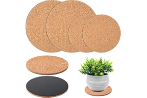 Augshy Cork Plant Coasters, 4 Pieces Cork Plant Mats for Indoor Plants and Garden Pots, Plant Saucer for Indoors (4 Inches, 6