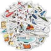 BulbaCraft 100 Pcs Airplane Stickers for Kids - Aircraft and Helicopter Stickers and Decals - Airplane Birthday, Airplane Par