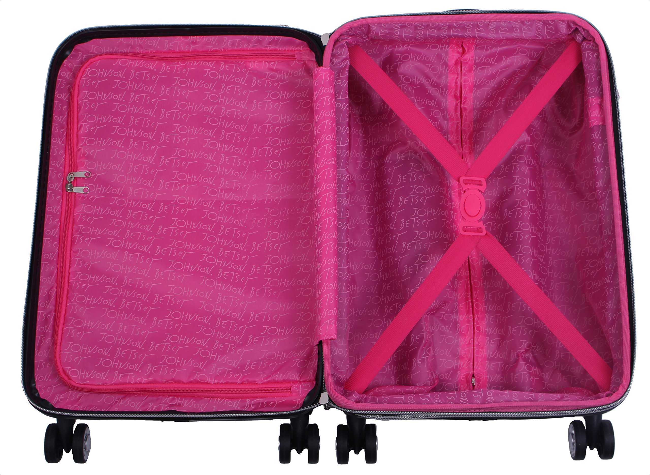 Betsey Johnson 30 Inch Checked Luggage Collection - Expandable Scratch Resistant (ABS + PC) Hardside Suitcase - Designer Lightweight Bag with 8-Rolling Spinner Wheels