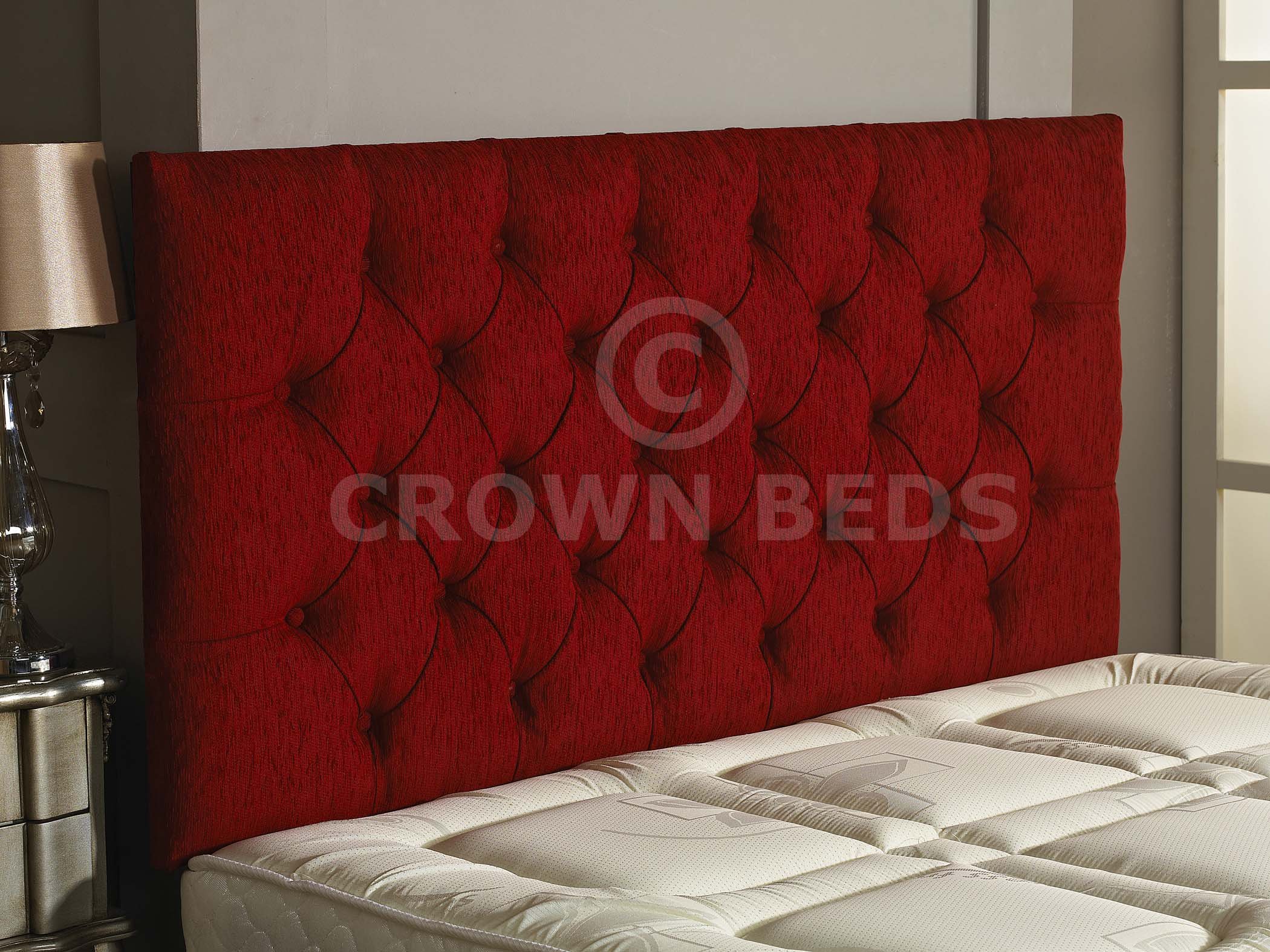 CROWNBEDSUK CHESTERFIELD DIAMANTE BUTTON HEADBOARD IN 2ft6,3ft,4ft,4ft6,5ft,6ft !!!!NEW!!!! (RED, 2FT6 (SMALL SINGLE) PLAIN BUTTON)