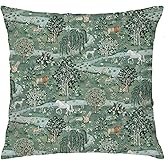 Nipil Nipi Enchanted Forest Animal Pillow Covers 18x18 Double-Sided, Whimsical Animal Lion Horse Green Botanical Decorative Throw Pillow Covers for Bedroom Living Room Home