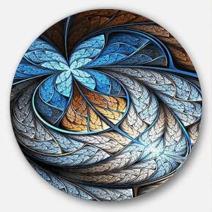 Amazon.com: Designart Blue Brown Fractal Flower Pattern ...