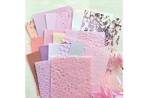 Flartmo 20 Unique A5 Textured Scrapbook Paper & Mesh Fabric Set, Handmade Craft Paper for Scrapbooking, Junk Journal Supplies, Card Making, Decoupage, Collage & Gift Embellishments (Pink)