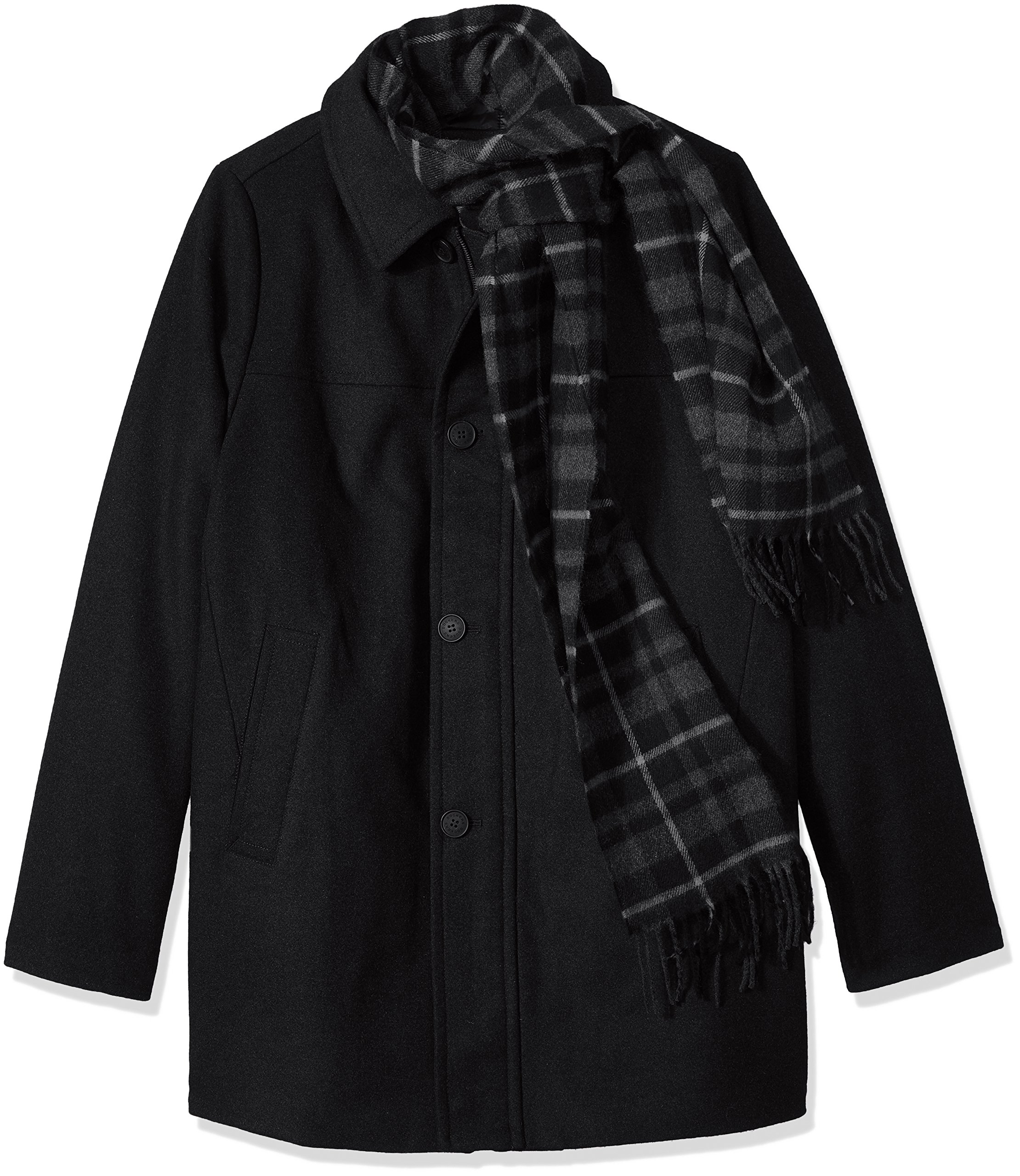 Dockers Men's Size Big Weston Wool Blend Car Coat with Scarf, Black, 2XLarge Tall Homer's Coat
