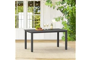 Cozyman 6-Person HDPS Outdoor Dining Table, Weather-Resistant Rectangle Patio Dining Table, 500 LBS Weight Capacity, Outdoor Patio Table for Outside Indoor, Lawn, Garden, and Backyard, Dark Gray