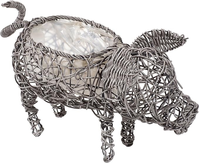 Evergarden Artificial Rattan Pig Planter, Grey (1 Piece) Amazon.co.uk