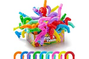 JOYIN 18 Pack Pop Tubes, s（Small） Fidget Tubes Party Favors - 9 Colors, Connectable and Extendable for Stress Relief - Perfec