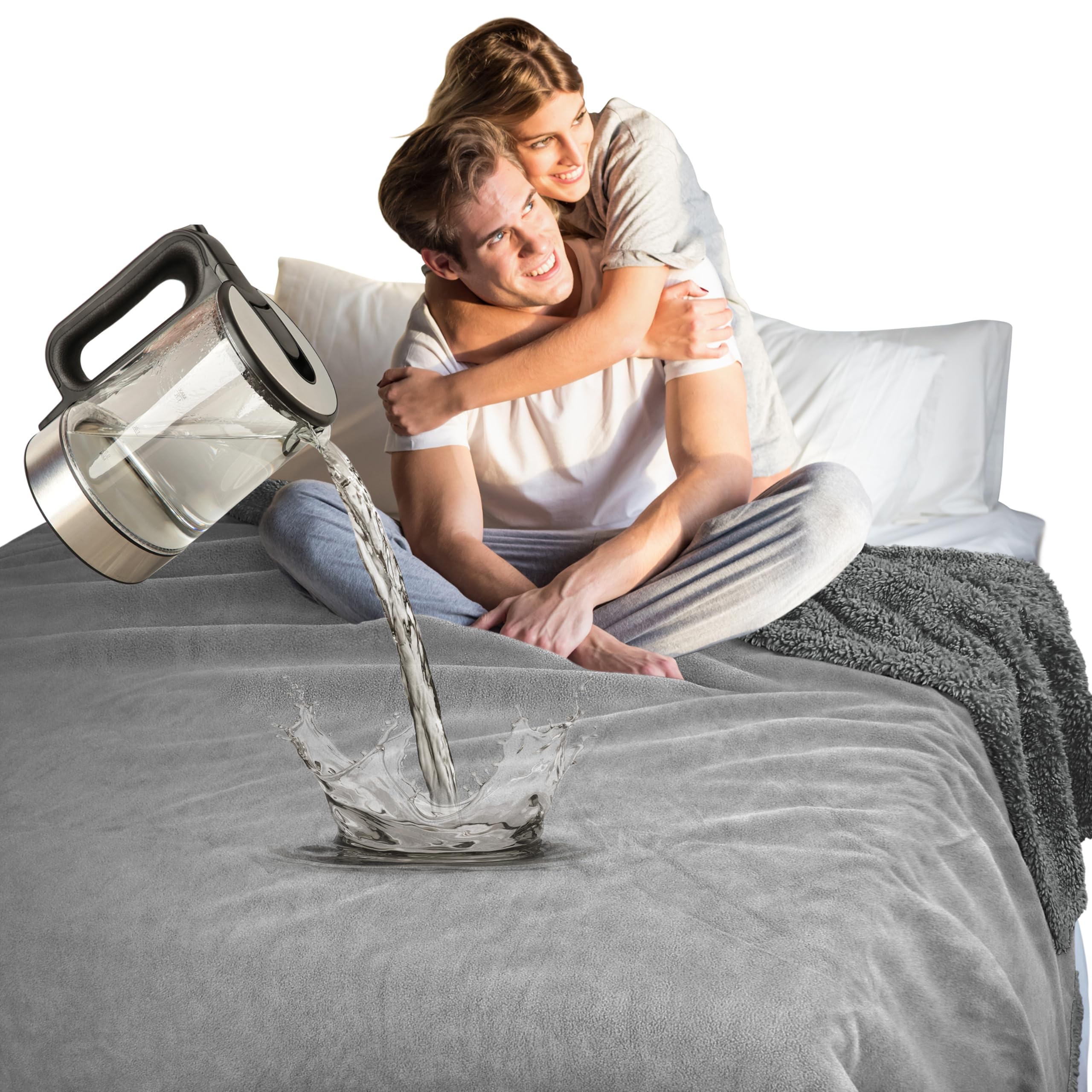 Catalonia Classy Waterproof Blanket for Bed 203×152 cm, Reversible Cozy Sherpa Fleece Throw, Washable Soft Protective Blanket for Sofa Couch Camping Adults Kids