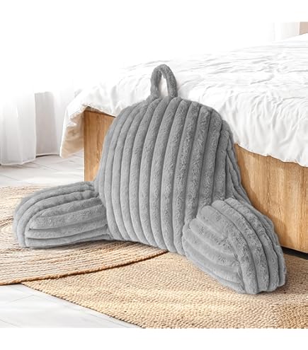 Housse Oreiller Lecture Velours – Poches Latérales & Arrière – Gris Foncé – Pour Oreiller Sliguy, Lavable Machine