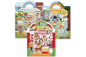 FAVORGEAR Puffy Sticker Book for Kids - Reusable Stickers Book for Toddlers 1-3, Sticker Books for Kid 2-4 with 80+ Restickable Stickers, Toys for Girls Boys Age 4-8, Toddler Activities for Car Airplane Travel