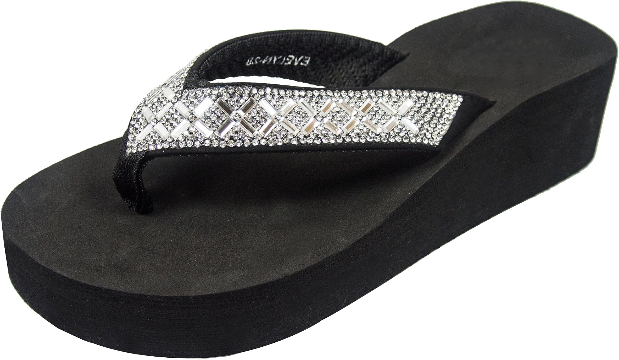 BF Betani Women's Rhinestone EVA Platform Flip Flop Sandal (9 B(M) US, Black)