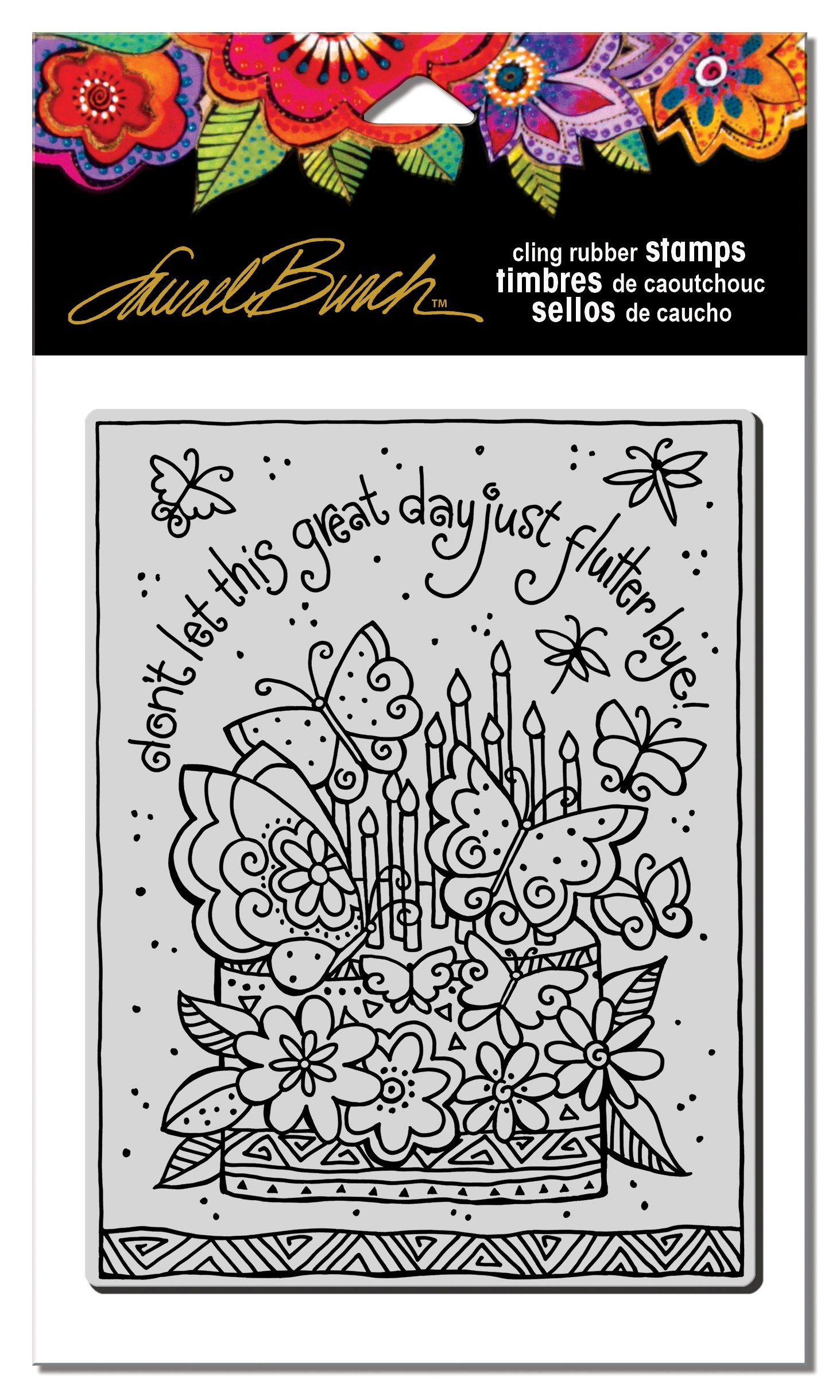 Stampendous Laurel Burch Flutterbye Cake Rubber Stamp, 3-3/4” X 5”