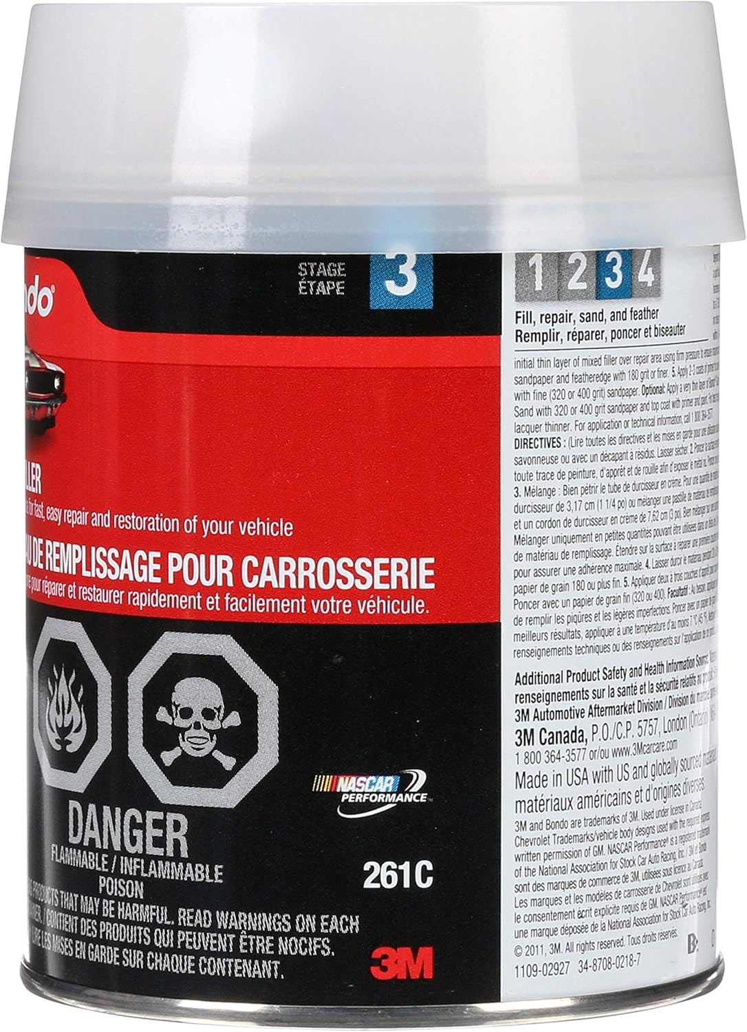 3M 261 Bondo Body Filler, Original Formula for Fast, Easy Repair & Restoration of Your Vehicle, 14 oz with 0.5 oz Hardener, Salmon: Garden & Outdoor