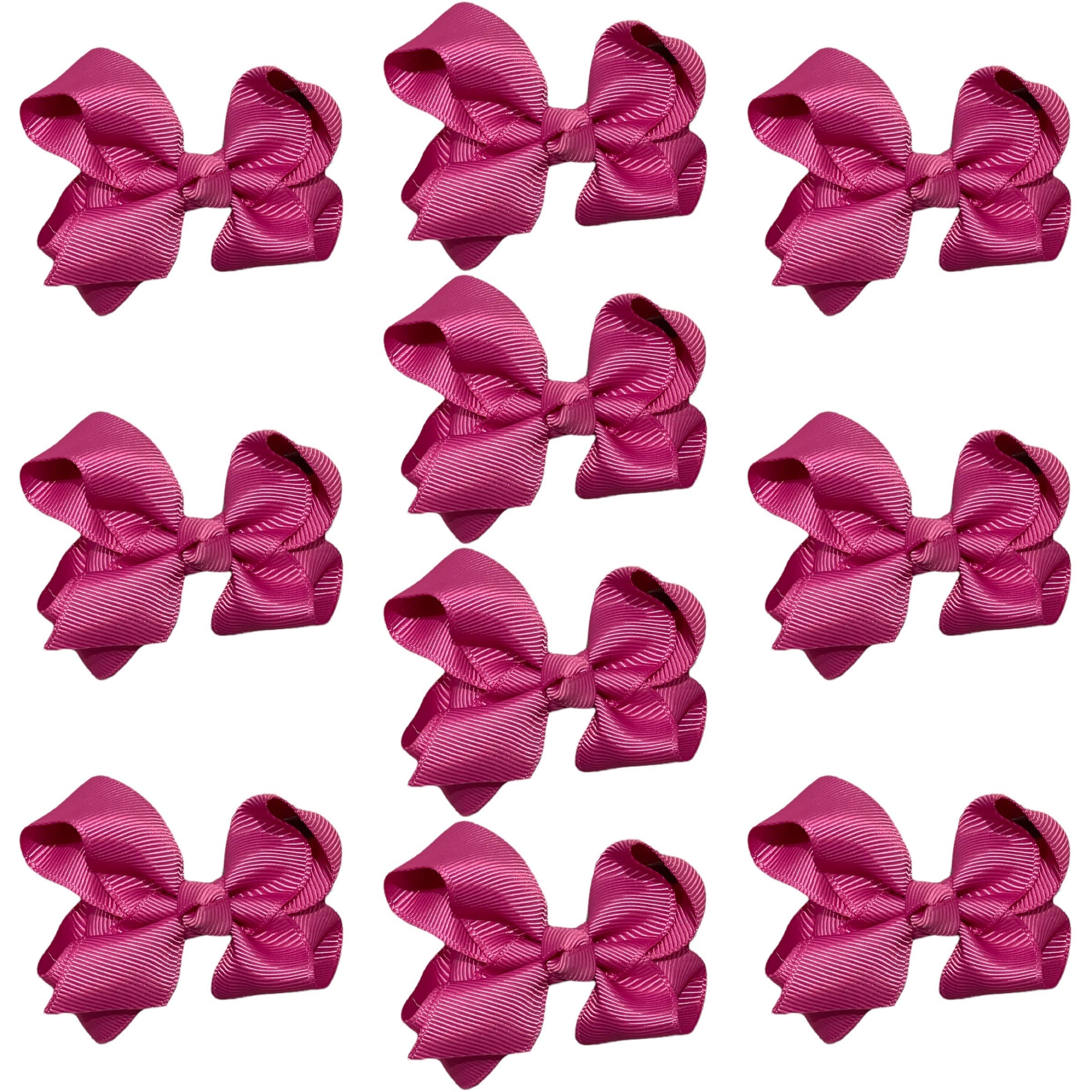 10pk Grape Hair Bows Knots Clips Slides Grips 3" Inch 7.6cm Solid Colour Girls School Hairbow Accessories