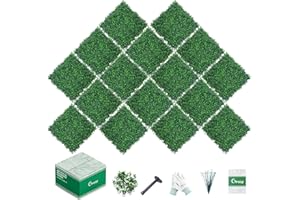 Grooy 16PCS Boxwood Panels, 10"x10" Grass Wall, Plant Wall, Grass Backdrop Wall, Privacy Screen, Sun Protected Green Wall Decor Outdoor, Indoor, Garden, Backyard and Décor