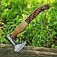 FH TRADERS Handmade Viking Axe with Leather Sheath, Real Hatchet, Norse Viking Axe, Outdoor Camping Axe, Wood Splitting Axe, Ash Wood Leather Wrapped Handle - Viking Gifts for Men.