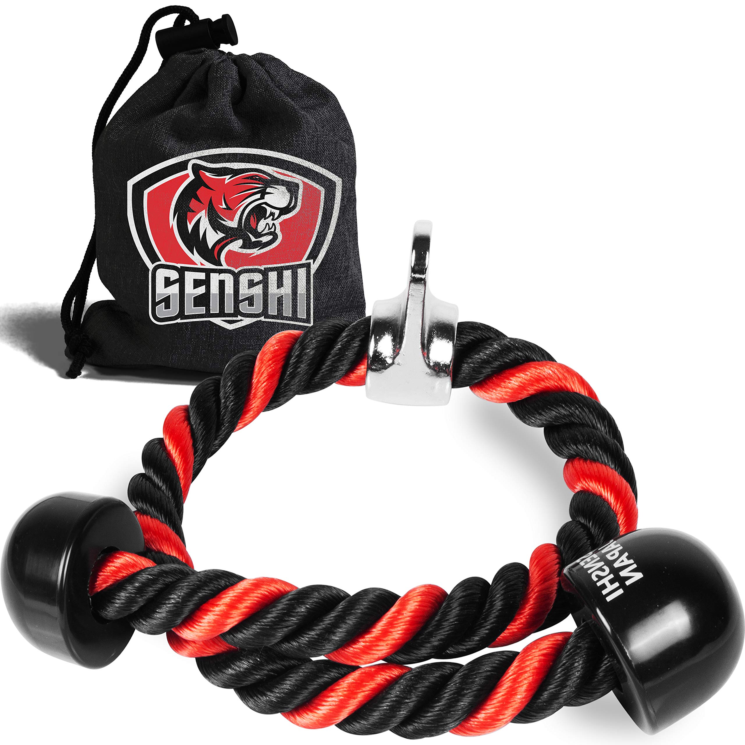 𝗘𝗫𝗧𝗥𝗔 𝗟𝗘𝗡𝗚𝗧𝗛 Tricep Rope - XXL 36 inch Triceps Pulldown Rope Attachment For Cable Machine, Home Gym, Etc. - For Tricep Extensions, Pull Downs, Workout Resistance Training (Black & Red)