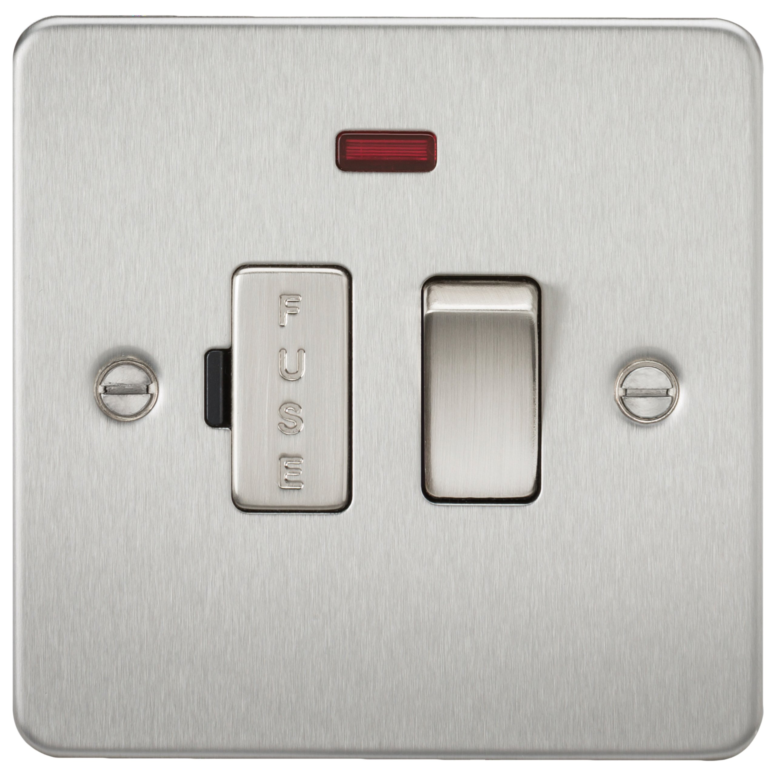 Knightsbridge FP6300NBC 13 A Flat Plate Switched Fused Spur Unit with Neon, Brushed Chrome