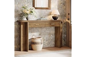 Tribesigns 63-Inch Console Table with 2 Drawers, Farmhouse Oval Curved Entryway Table with Storage for Living Room, Hallway, 