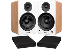 Fluance Ai61 Lucky Bamboo Powered 2.0 Stereo Bookshelf Speakers with 6.5" Drivers, 120W Amplifier for Turntable, TV, PC and B