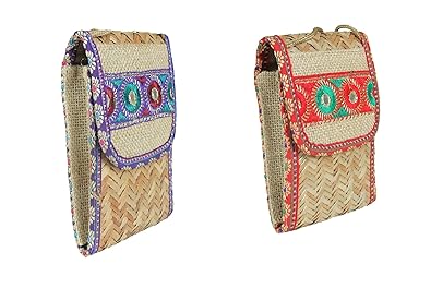 CSM Combo Of 2 Girls Jute Mobile Pouch (Multicolour)