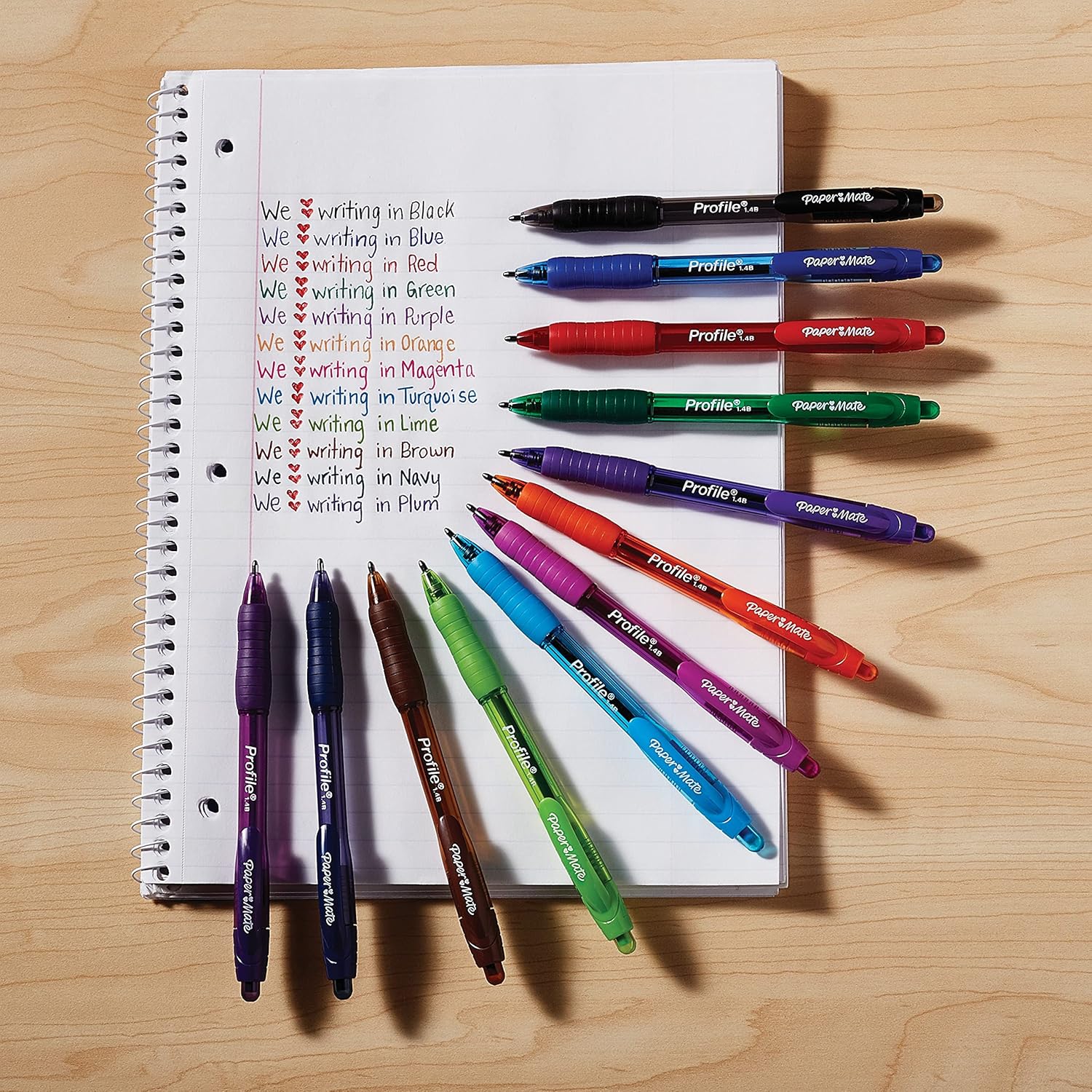 Paper Mate Profile Retractable Ballpoint Pens, Bold (1.4mm), Assorted Colors, 12 Count : Ballpoint Stick Pens : Office Products