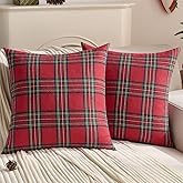 FUTEI Christmas Red Plaid Throw Pillow Covers 18x18 Inch Set of 2 Buffalo Check Holiday Decorative Cushion Case Farmhouse Home Decor for Couch Bed Living Room