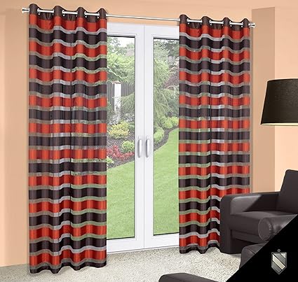 140 X 245 Brown Brick Red Curtains Eyelet Curtain Window Curtain