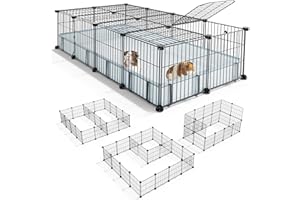 BUCATSTATE Guinea Pig Cages with Floor Mat, 20 Panels Guinea Pigs Playpen with Top Cover, Metal Rabbit Cage Indoor for Hedgehogs, Quail, Chickens (47" L x 24" W x 12" H)