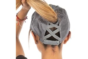 Funky Junque Criss Cross Hat Womens Baseball Cap Distressed Ponytail Messy Bun Trucker Ponycap