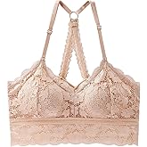 Maiclaice Women Lace Plunge Bralettes No Underwire Padded Bra