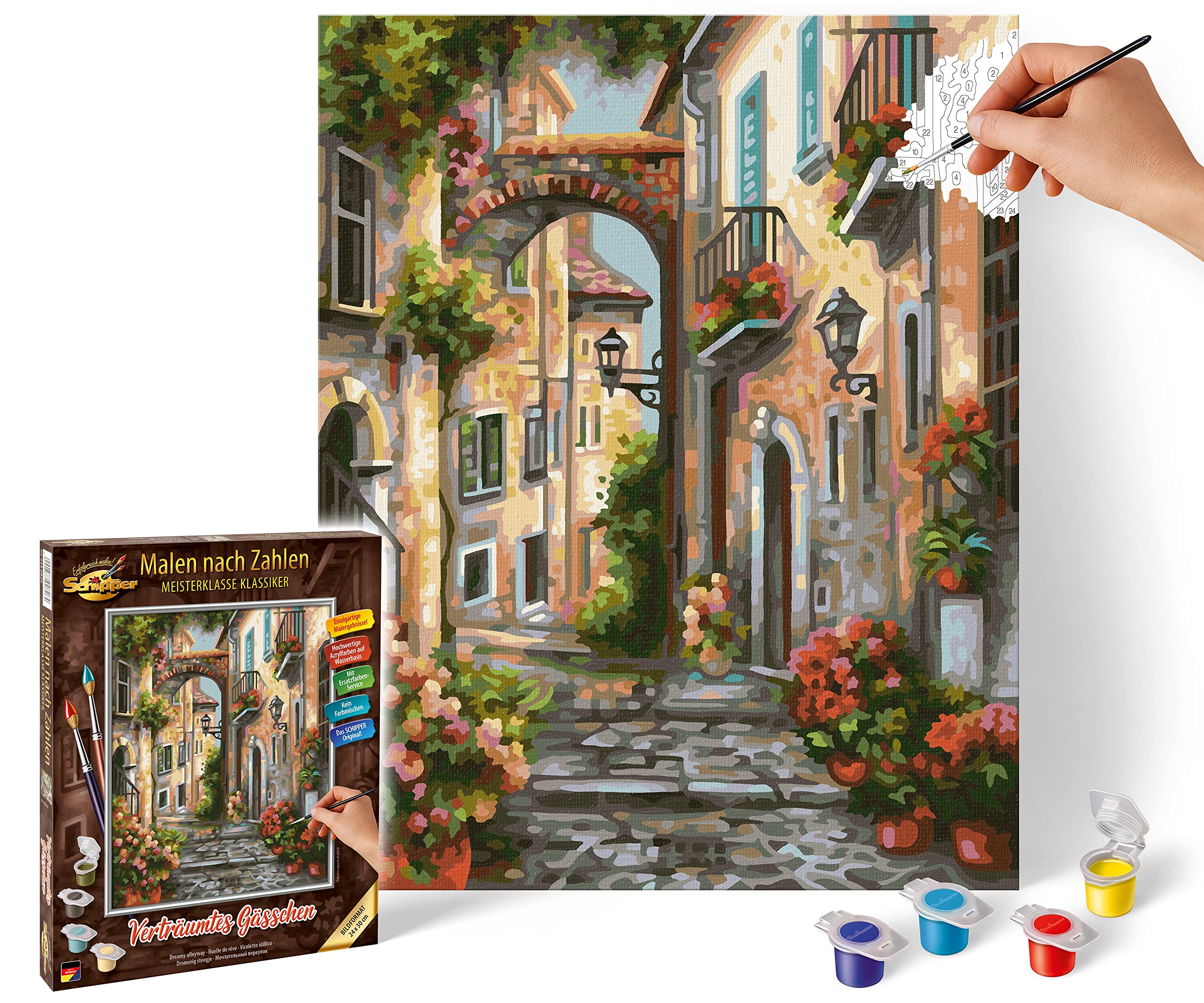 Schipper 609240826 Painting by Numbers 24 x 30 cm Dreamy Lanes Painting Pictures for Adults Including Brush and Acrylic Paints
