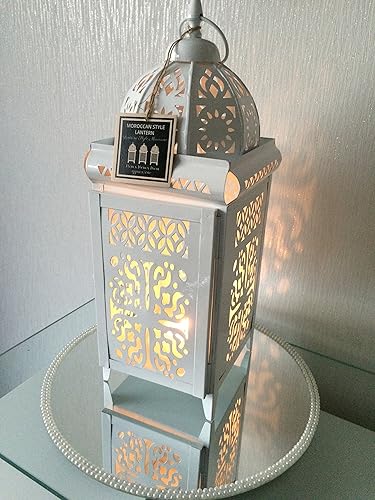 Blanc Brillant Style Lanterne Marocaine Support Pour Cage à