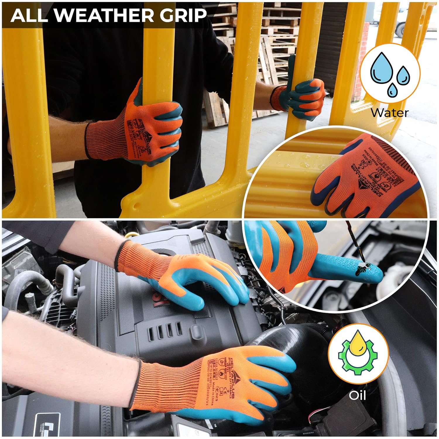 3 works Mechanic Work Gloves with Latex Nitrile Microfoam Grip, Cut Resistant for Safety - Image 4