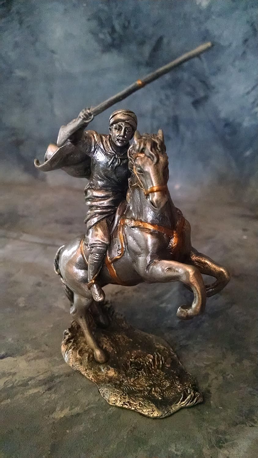 Pewter Muslim Warrior on Wild Horse Collectible Figurine Statue