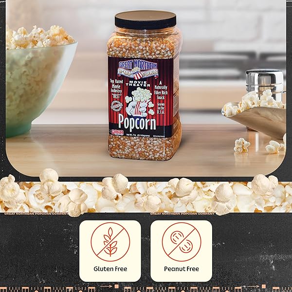 YELLOW POPCORN KERNELS BULK RESEALABLE 7LB JUG – NON-GMO PREMIUM GOURMET POPCORN KERNELS FOR POPPING IN MICROWAVE, STOVETOP, OR MACHINE BY GREAT NORTHERN POPCORN
