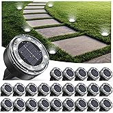 vighep Mini Solar Ground Lights, 24 Pack Solar Lights Outdoor Waterproof, Upgraded LED Flat Landscape Lighting for Outside Pathway Garden Patio Yard Driveway,Cold White