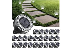 vighep Mini Solar Ground Lights, 24 Pack Solar Lights Outdoor Waterproof, Upgraded LED Flat Landscape Lighting for Outside Pathway Garden Patio Yard Driveway,Cold White