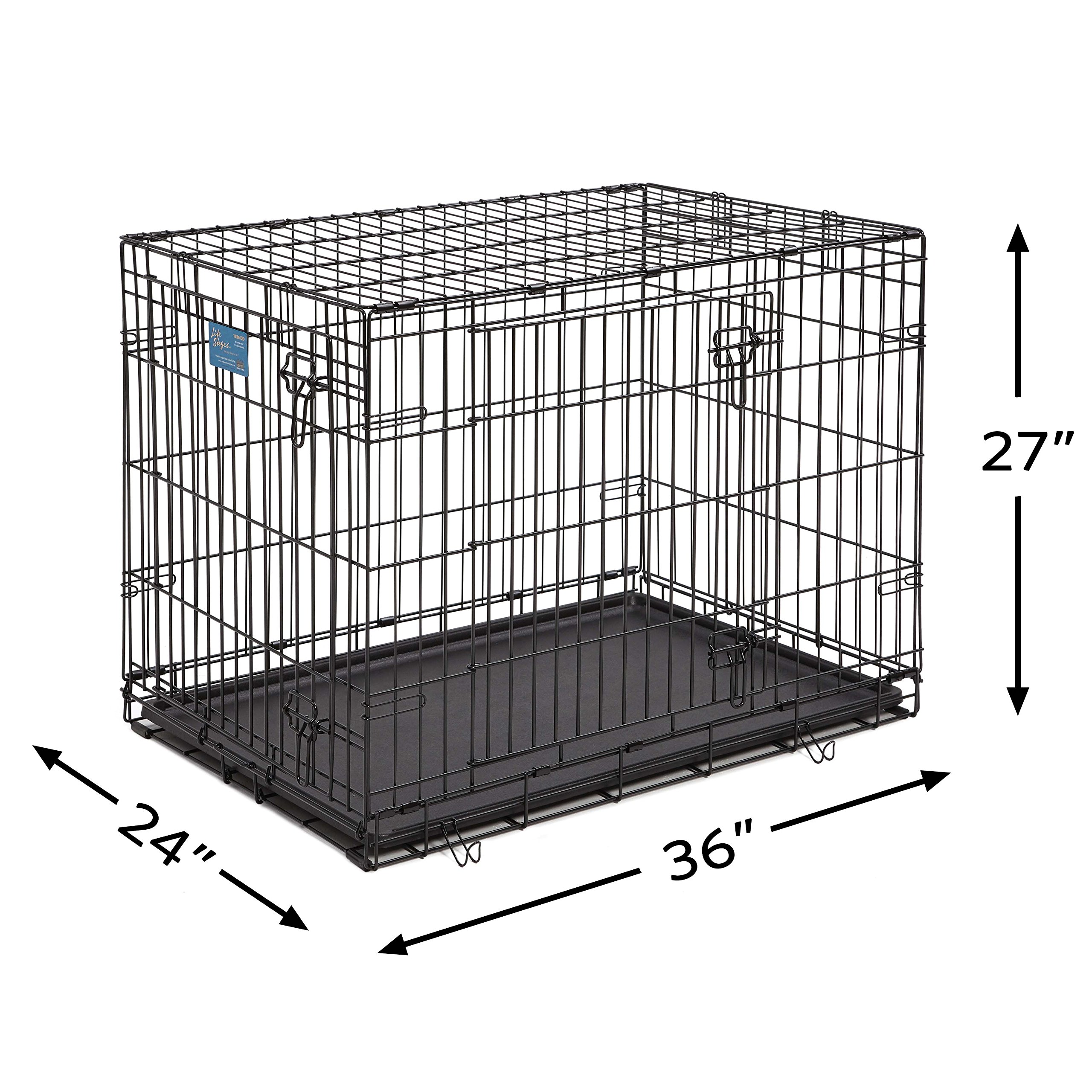 Dog Crate MidWest Life Stages 36" Double Door Folding Metal Dog Crate